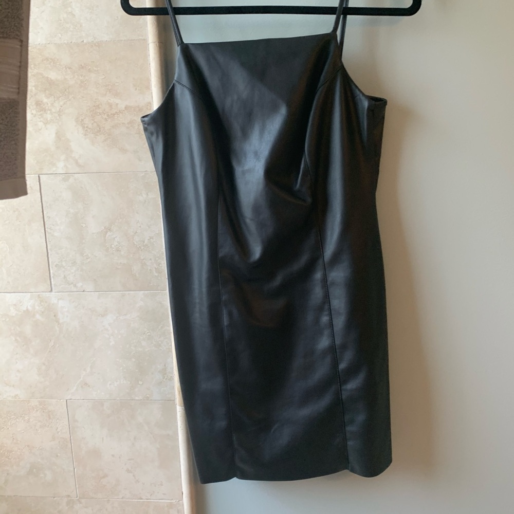 topshop faux leather dress